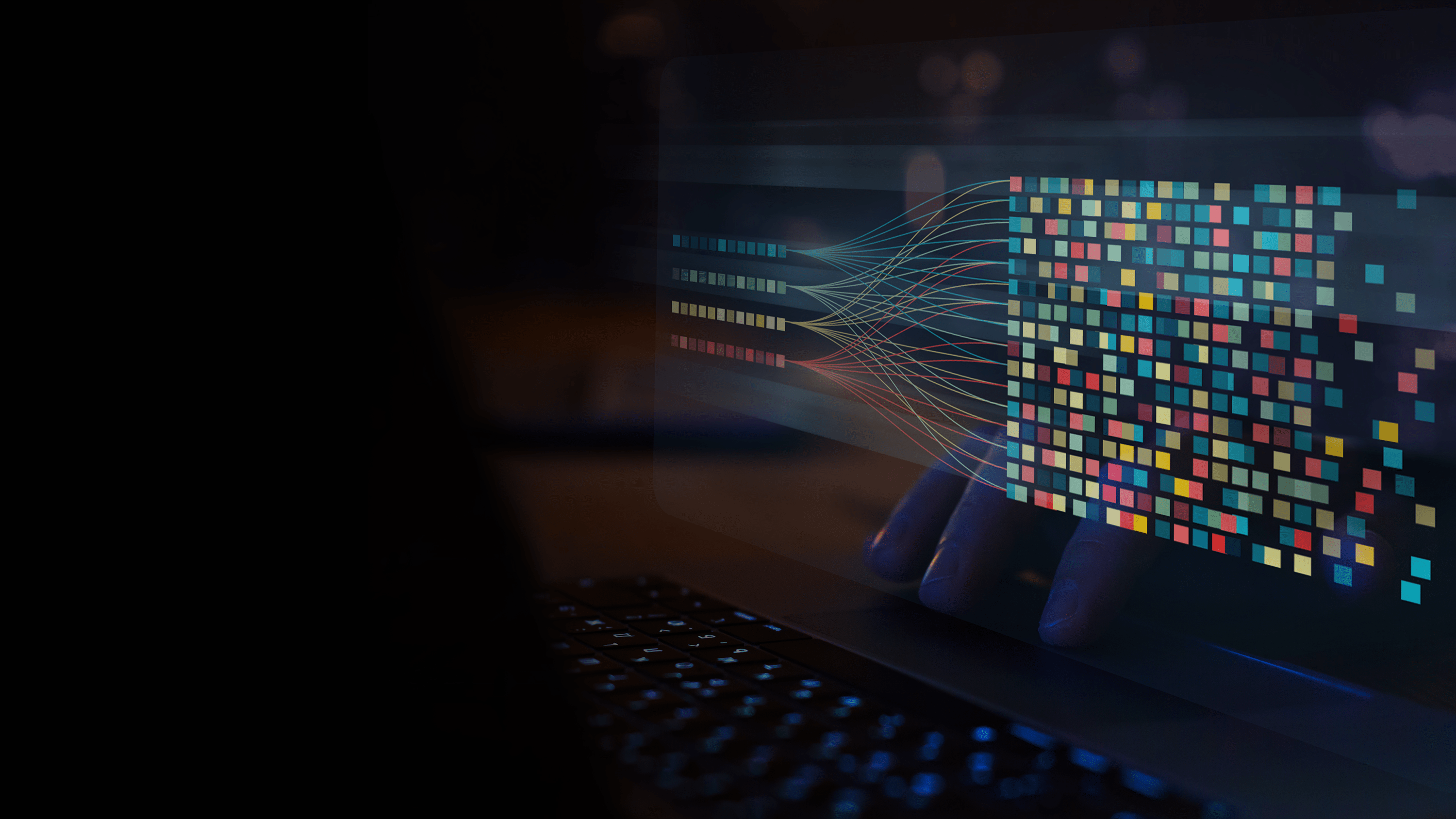 Tech abstract art with multiple color squares