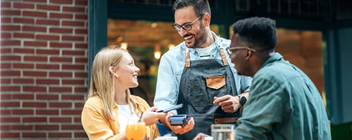 Two people dining out at a restaurant