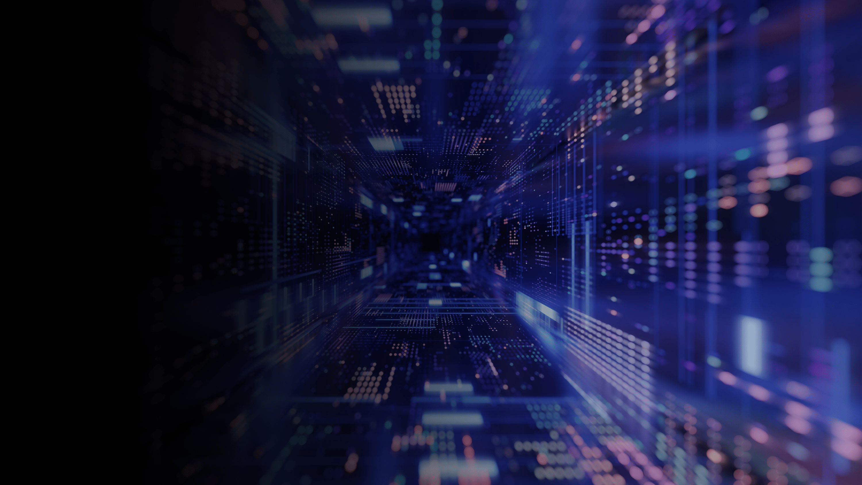 Abstract image resembling glowing computer servers.