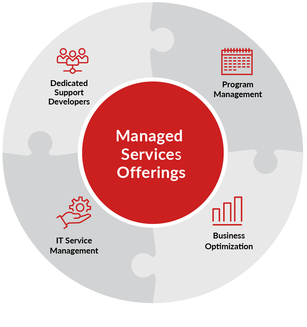 Infographic showing Perficient's Managed Service Offerings.