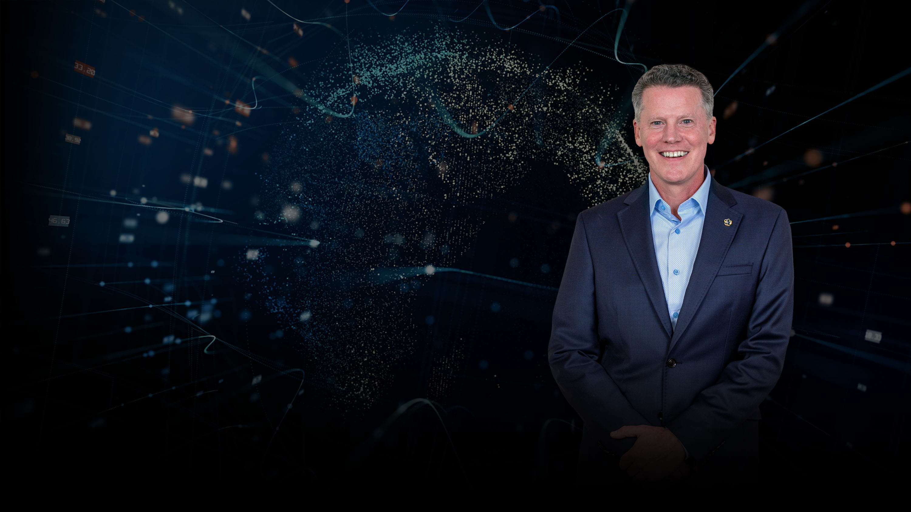 Perficient AVP Denis Murphy on abstract background.