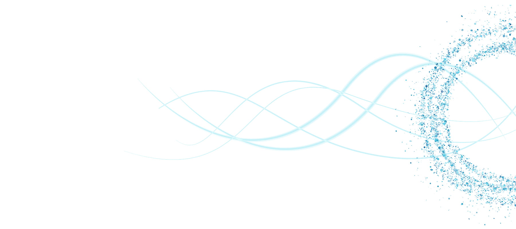 Blue circle made of dots, blue curving lines