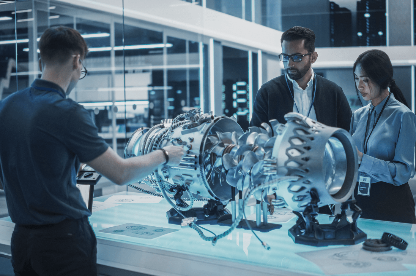 People working in manufacturing and aerospace