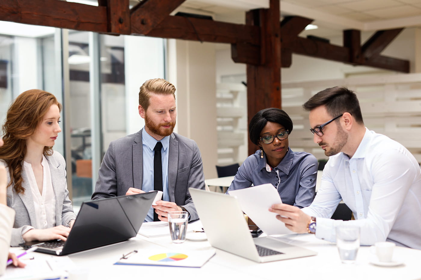 A team reviewing documents