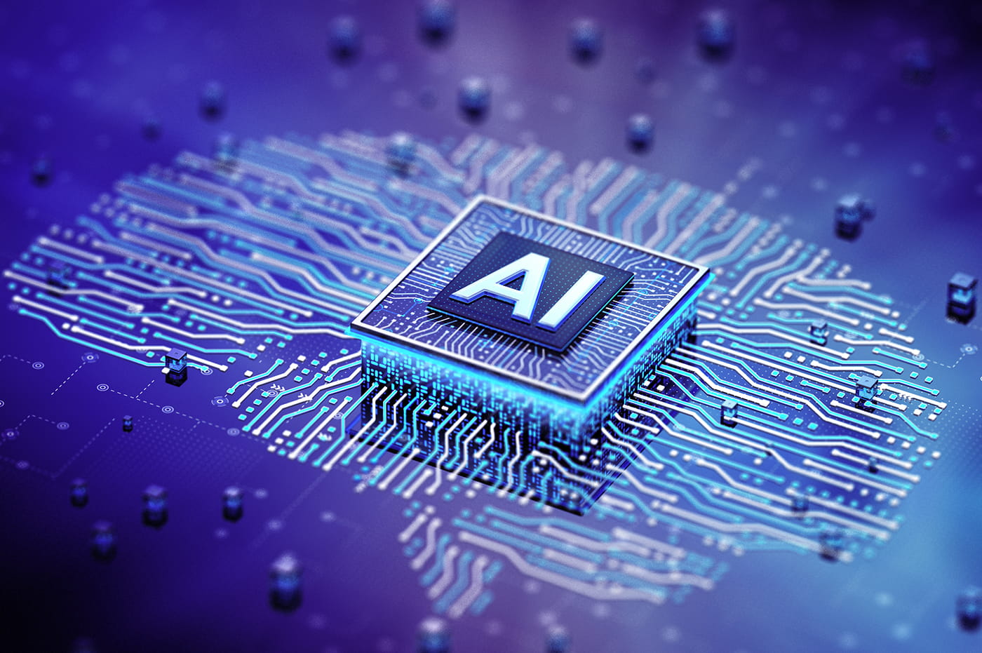 AI chip on brain-shaped circuit board
